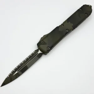Microtech Ultratech D/E Serrated — Dark Olive Camo — 122-3-OCS