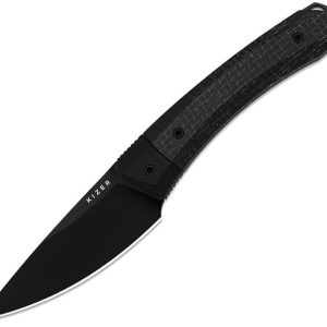 Kizer Momo Fixed Blade — Black Carbon Fiber — 1124A4
